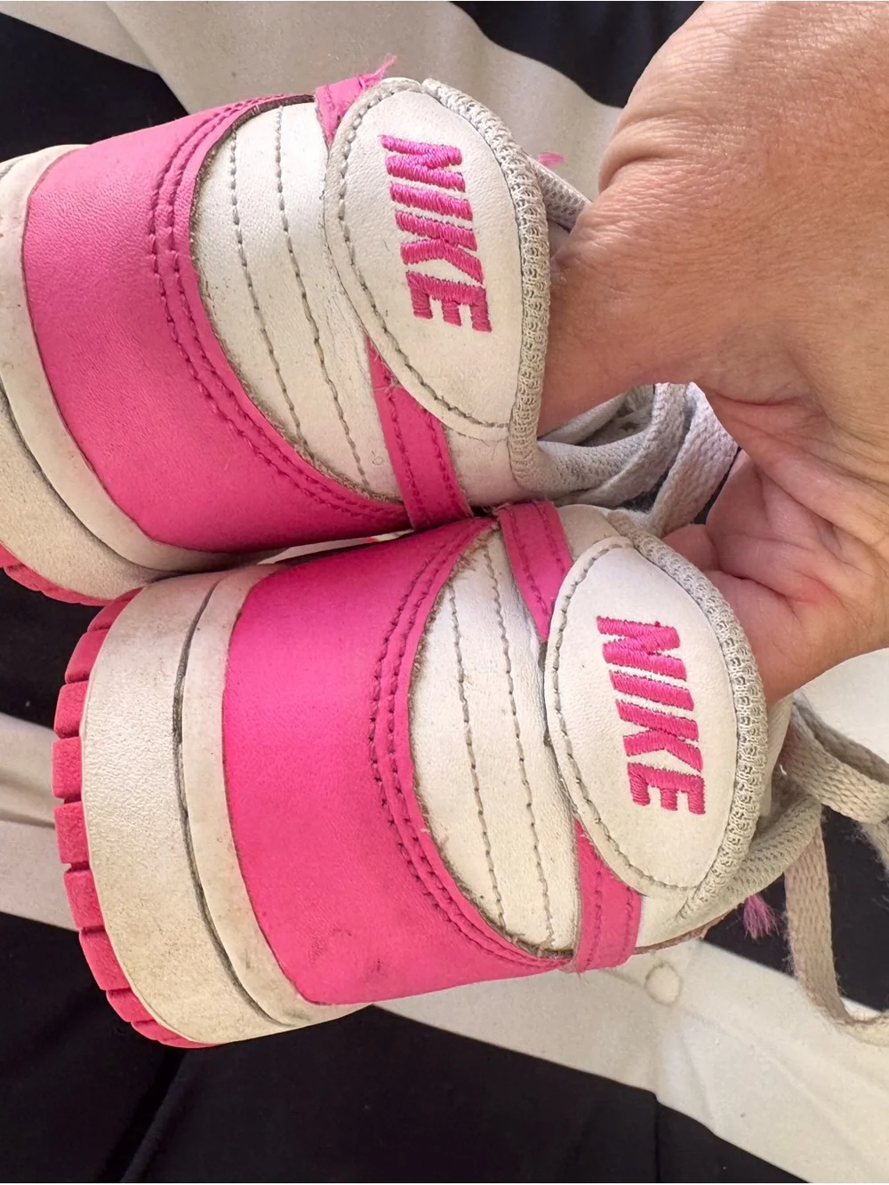 Nike White and Bright Pink Low-Top Sneakers